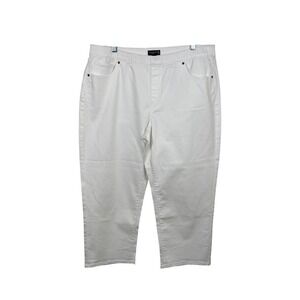 Susan Graver Jeans Womens Capri‎ Pants White Stretch Denim Size 16 Elastic Waist
